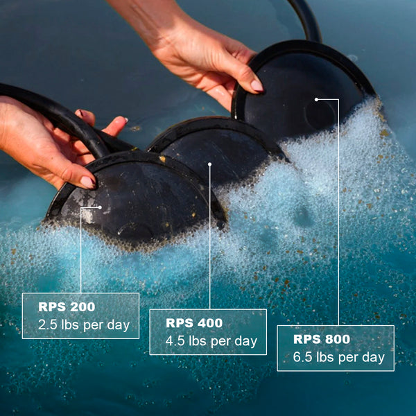 Image of the aerator discs showing how much oxygen is provided by each kit