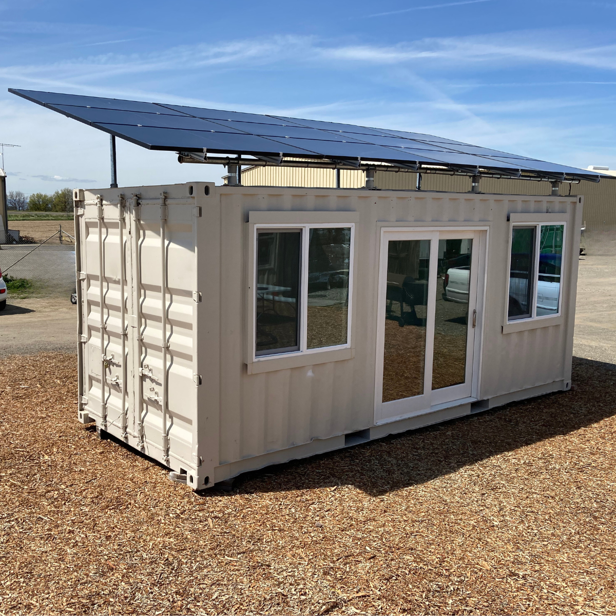 Instant Off-Grid™ Shipping Containers with Solar and Batteries and AC+DC Power