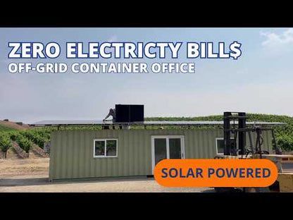 Instant Off-Grid™ Shipping Containers with Solar and Batteries and AC+DC Power