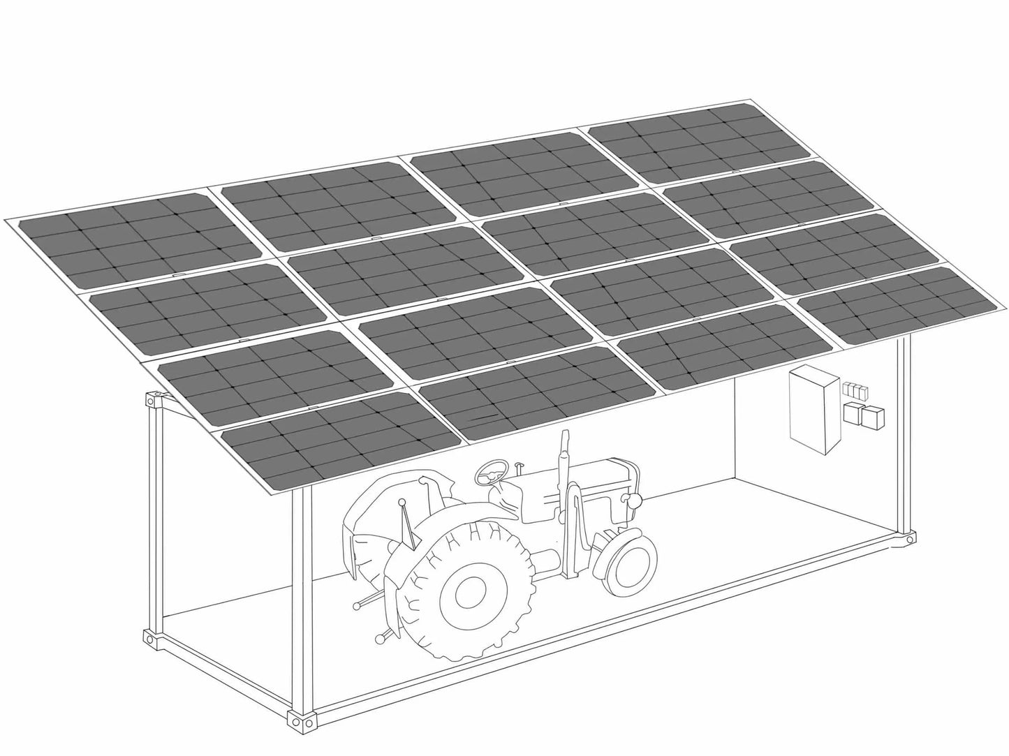 Instant Off-Grid™ Shipping Containers with Solar and Batteries and AC+DC Power